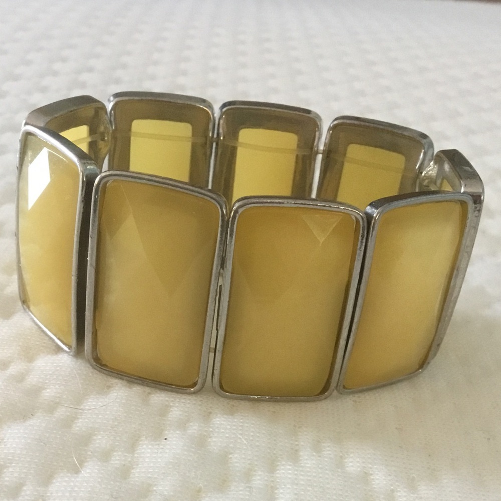 Vintage Yellow and Silver Stretchy Bracelet - Picture 6 of 12
